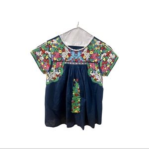Frances Valentine Navy Signature Embroidered Blouse